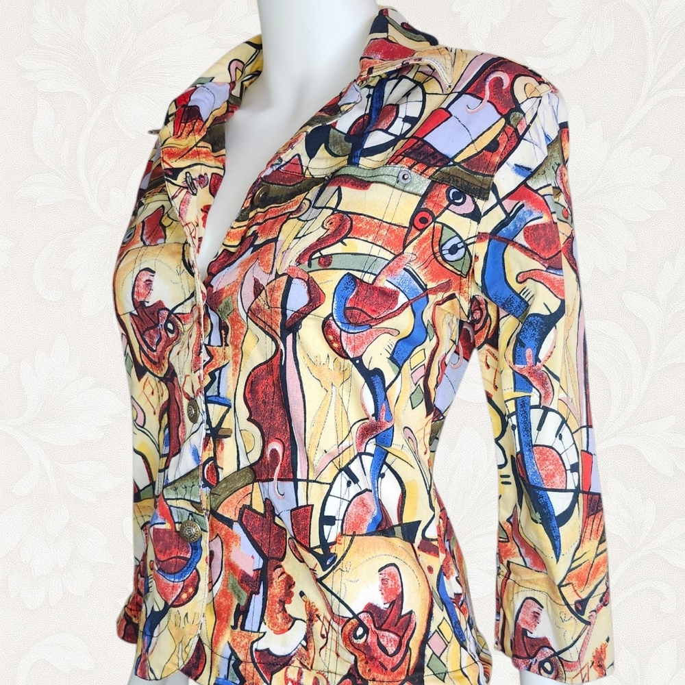 Bellissima Abstract Art Lightweight Jacket – M – Bold Graphic Print –